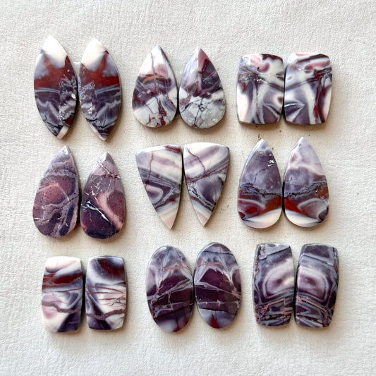 Scenic Porcelain Jasper Cabochon Pairs - Choose your Pair (E4)