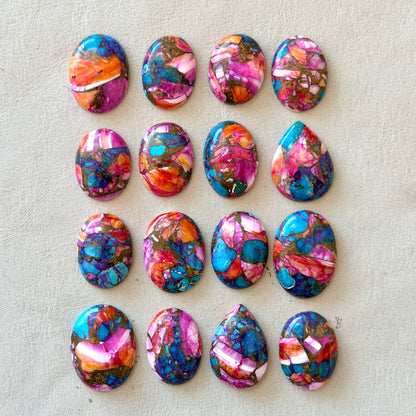 22-27mm Pink Spiney Oyster Copper Turquoise Cabochon Smooth  - Choose your Stone (W15)