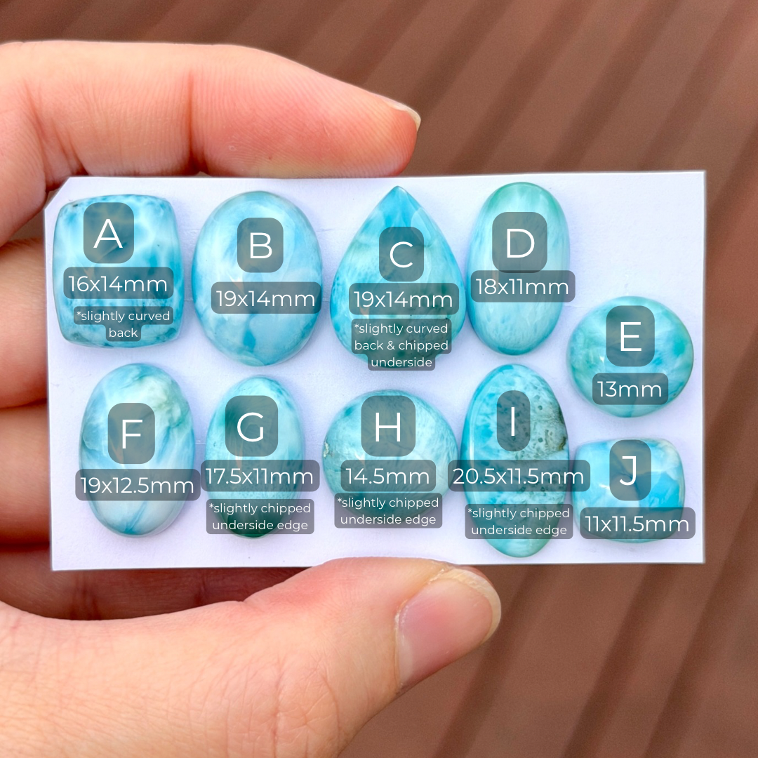 11-21mm Blue Larimar Cabochon Smooth - Choose your Stone (W5)
