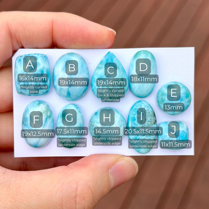 11-21mm Blue Larimar Cabochon Smooth - Choose your Stone (W5)
