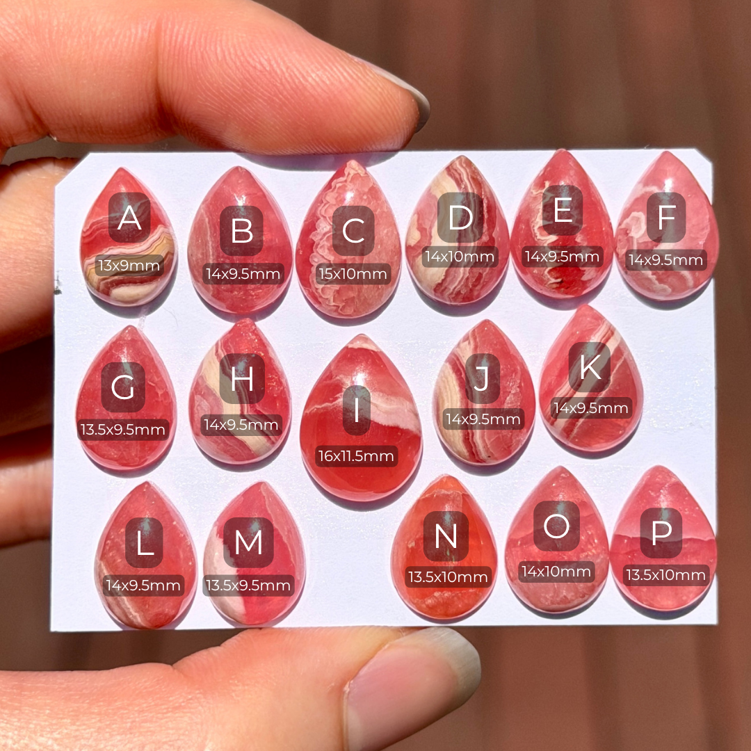 Mini Rhodochrosite Cabochon Teardrop Smooth - Choose your Stone (W5)