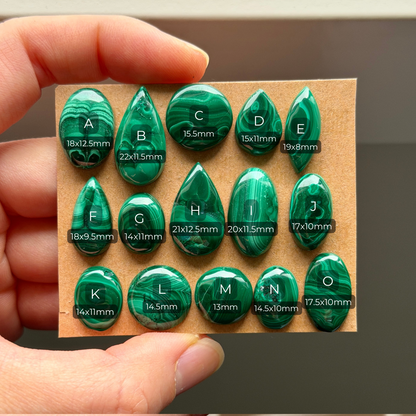 13-22mm mini Malachite Cabochon Smooth - Choose your Stone (W1)