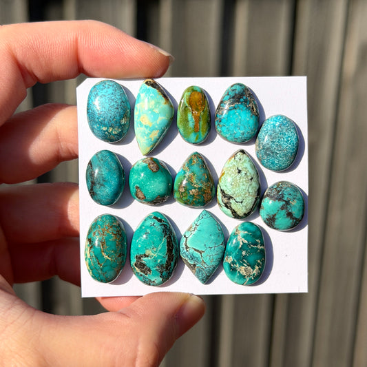 13-21mm Hubei Turquoise Cabochon Smooth (Backed) - Choose your Stone (W15-A)