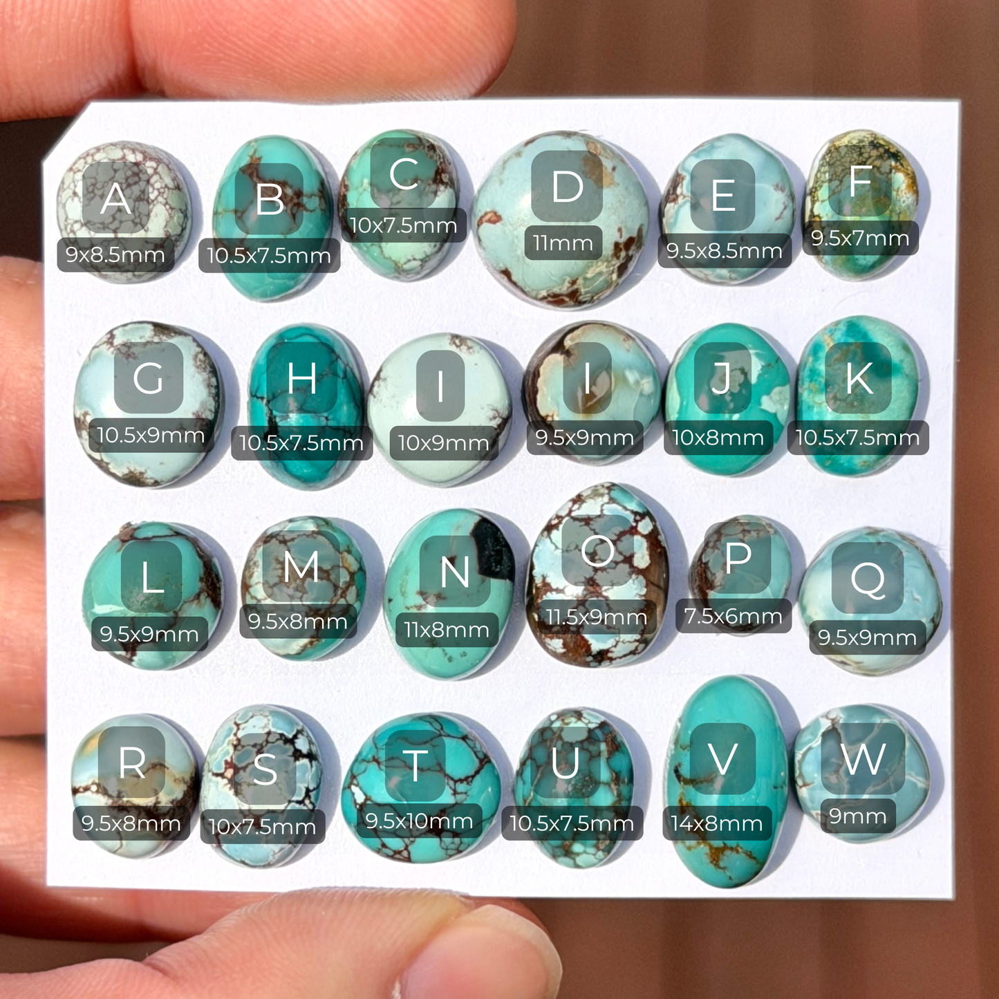 Gobi Desert Turquoise Mini Cabochon Smooth (Backed) - Choose your Stone (W16-A)