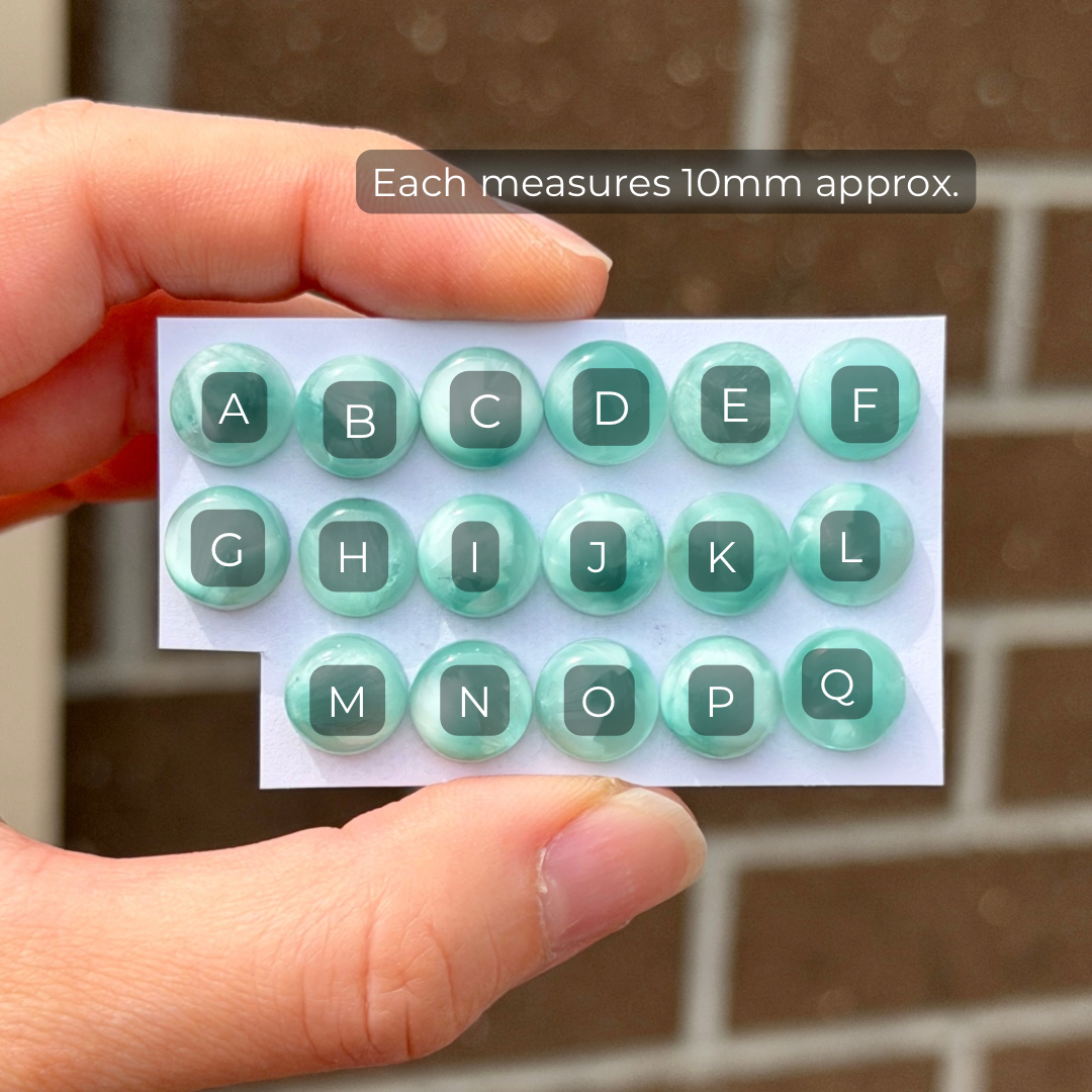 10mm Chatoyant Green Hemimorphite Round Cabochon Smooth  - Choose your Stone (W2)