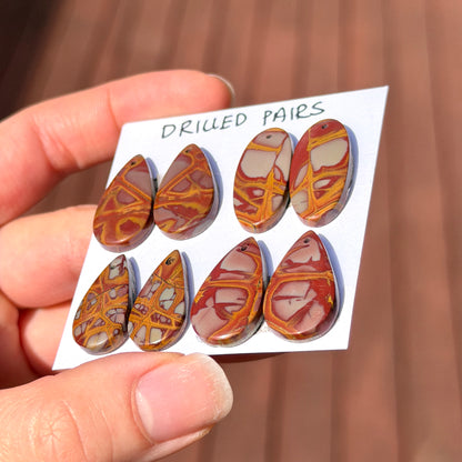 DRILLED Noreena Jasper (Australian) Cabochon Pairs - Choose your Pair (W9)