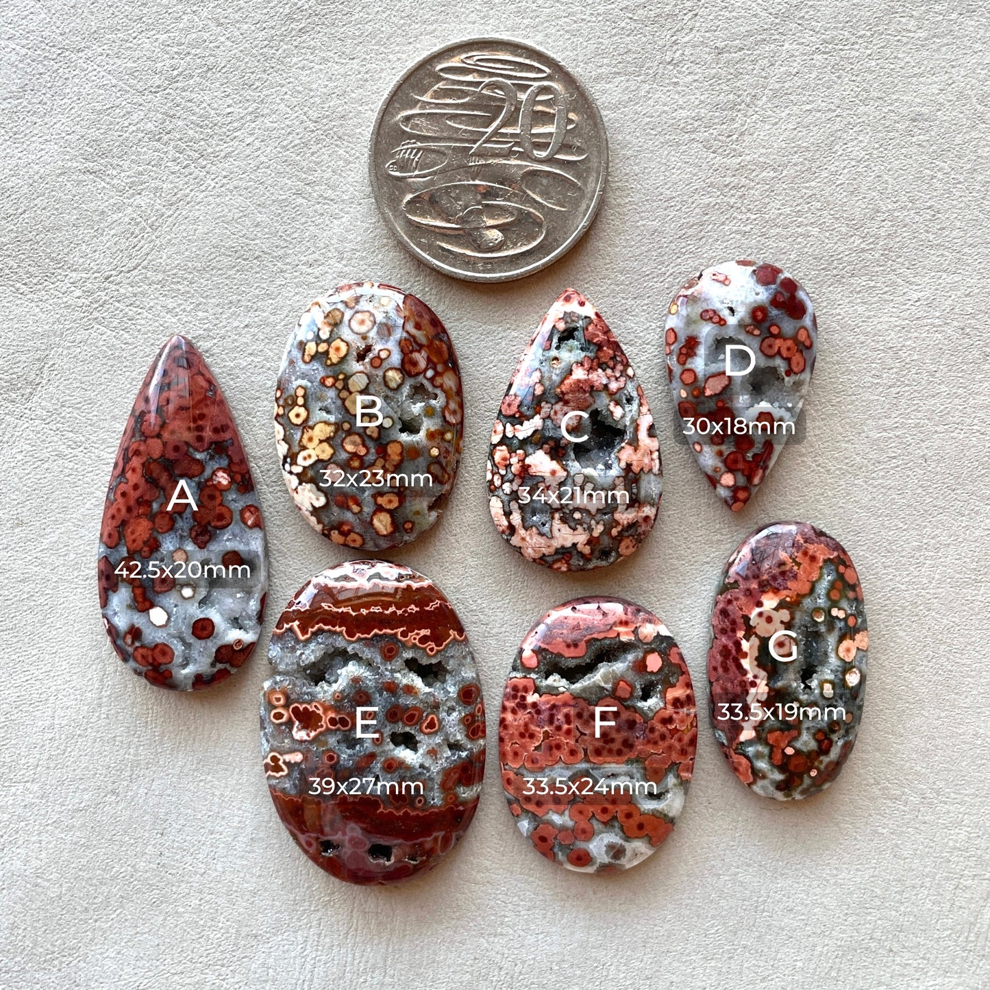 Orbicular River Jasper Druzy Cabochon Smooth - Choose your Stone (W7)