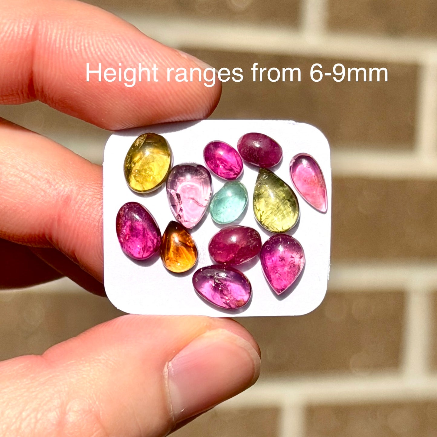 12pc Multi Tourmaline Cabochons Smooth - 6-9mm (FULL LOT) (W16)