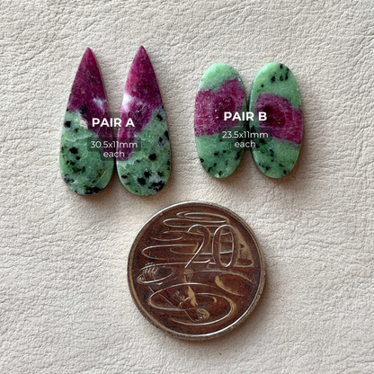 Ruby in Zoisite Cabochon Pairs - Choose your Pair (W3)