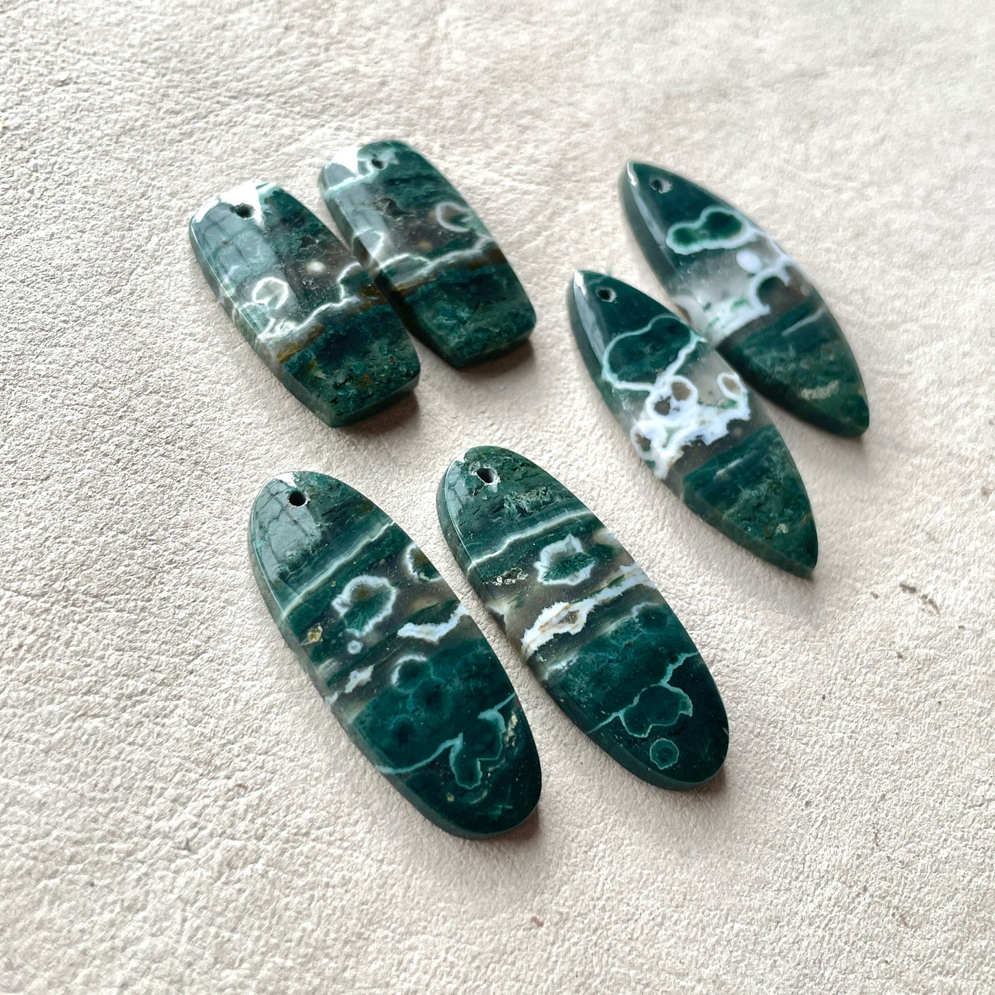 DRILLED Ocean Jasper Cabochon Pairs - Choose your Pair (W4)