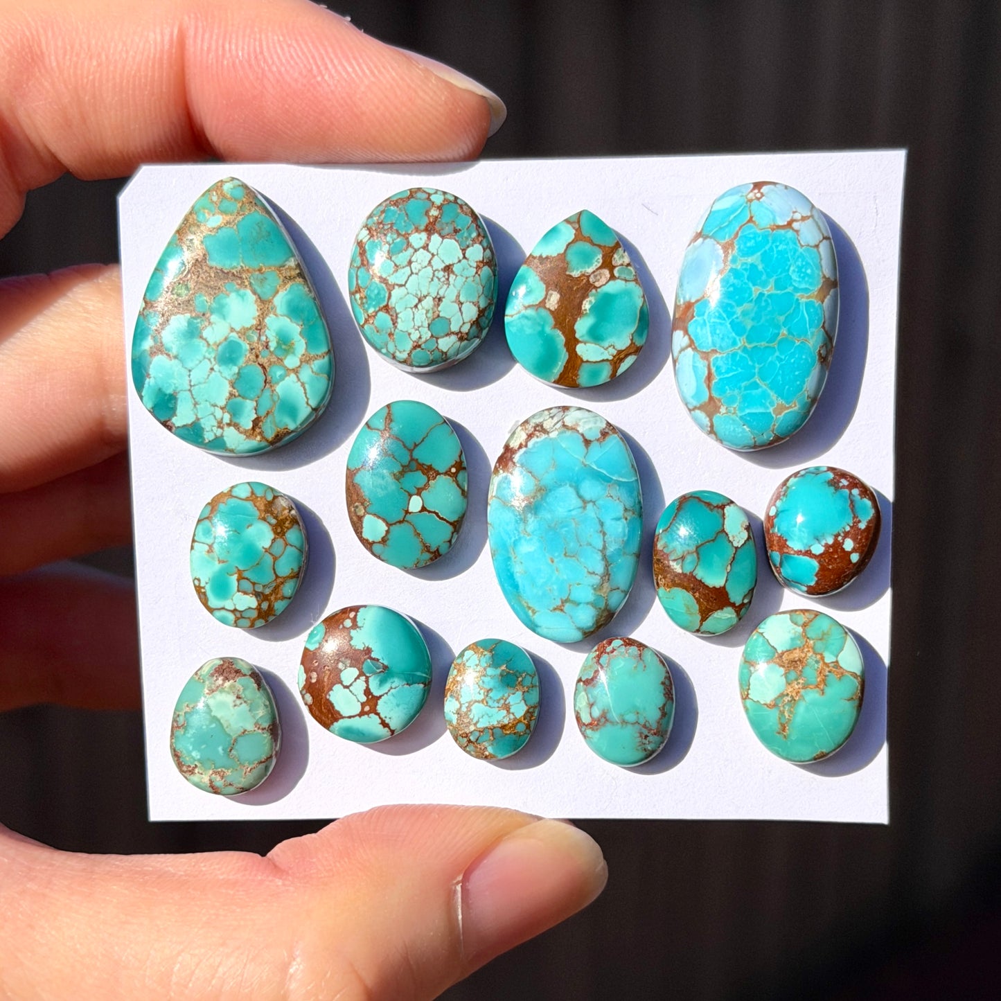 10-22mm Red River Hubei Turquoise (Backed) Cabochon Smooth - Choose your Stone (W15)
