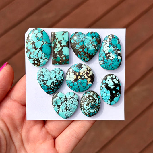 19-28mm Blue Yungai (Cloud Mountain) Hubei Turquoise Cabochon Smooth (Backed) - Choose your Stone (W13)