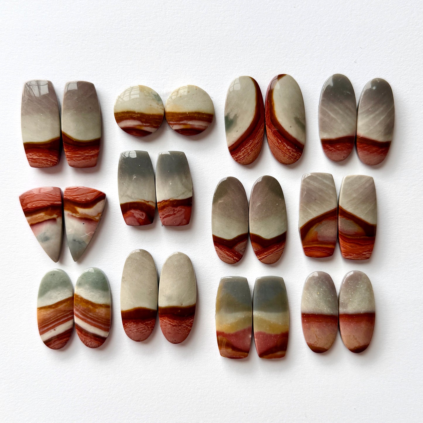 Scenic Polychrome Jasper Cabochon Pairs - Choose your Pair (W13)