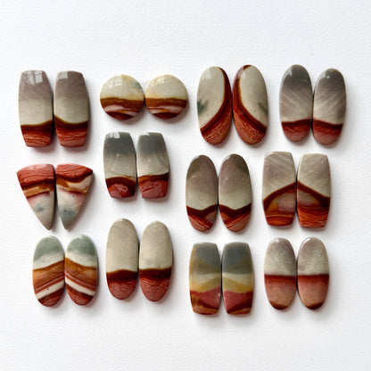 Scenic Polychrome Jasper Cabochon Pairs - Choose your Pair (W13)