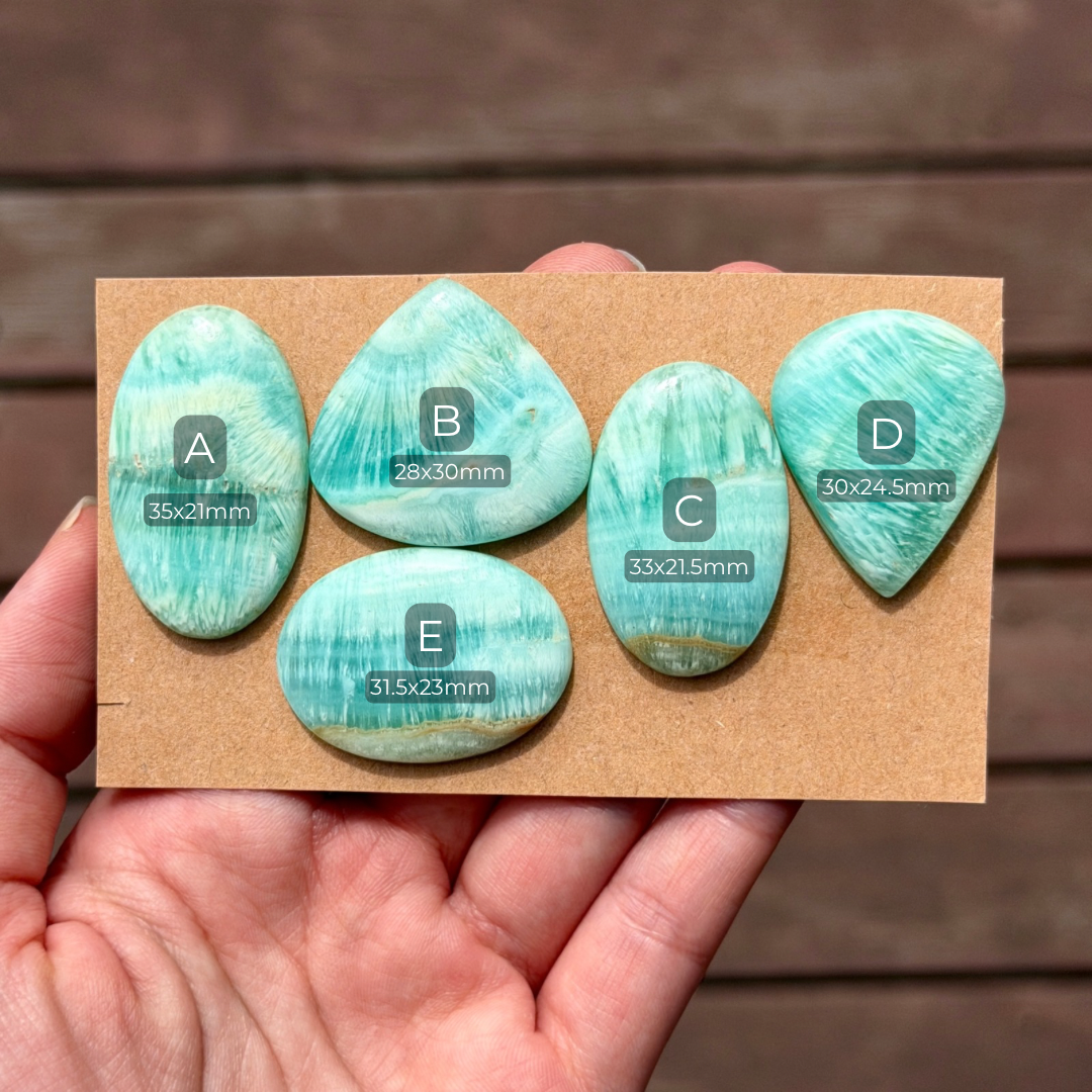 28-35mm Blue Carribean Calcite Cabochon Smooth - Choose your Stone (W12)