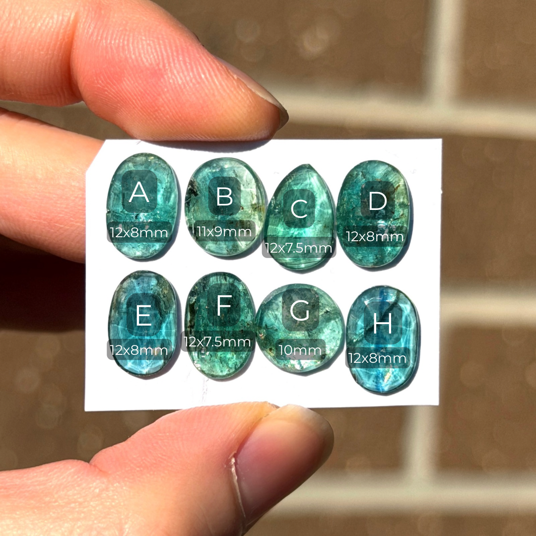 Aqua & Emerald Kyanite Cabochon Rose cut - Choose your Stone (W14)