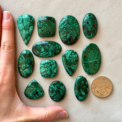 24-42mm Malachite Cabochon Smooth - Choose your Stone (E10)