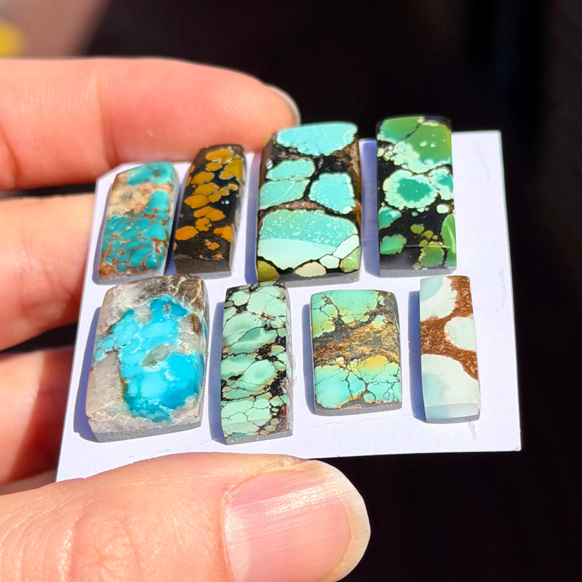 17-26mm Hubei Turquoise Rectangle Cabochon Smooth (Backed) - Choose your Stone (W14)