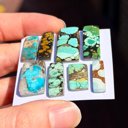 17-26mm Hubei Turquoise Rectangle Cabochon Smooth (Backed) - Choose your Stone (W14)