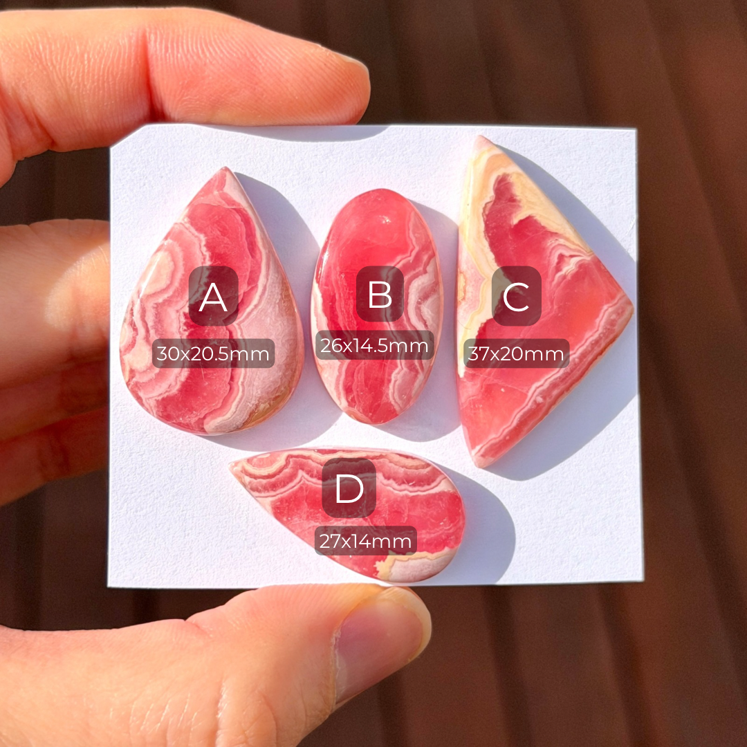 Gemmy (Red) Rhodochrosite Cabochon Smooth - Choose your Stone (A)(W7)