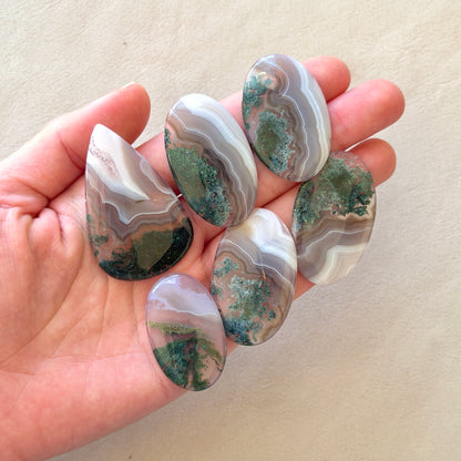 Moss Agate & Botswana Agate (Combo) Cabochon Smooth - Choose your Stone (W1)