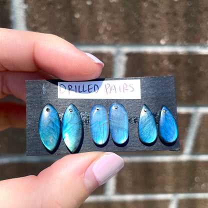 DRILLED Labradorite Cabochon Pairs - Choose your Pair (W6)