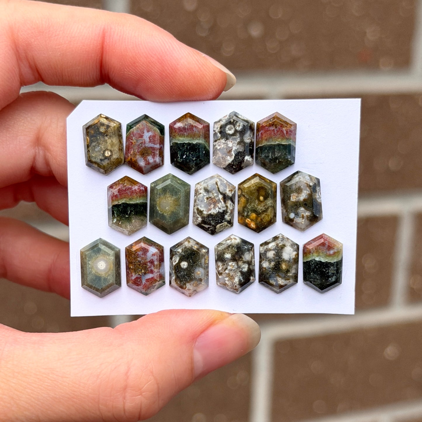 12x8mm Ocean Jasper Cabochon Hexagonal Step cut - Choose your Stone (W11)