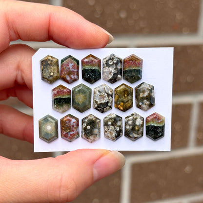 12x8mm Ocean Jasper Cabochon Hexagonal Step cut - Choose your Stone (W11)