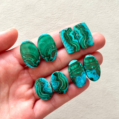 Malachite Chrysocolla Cabochon Pairs - Choose your Pair (W12)