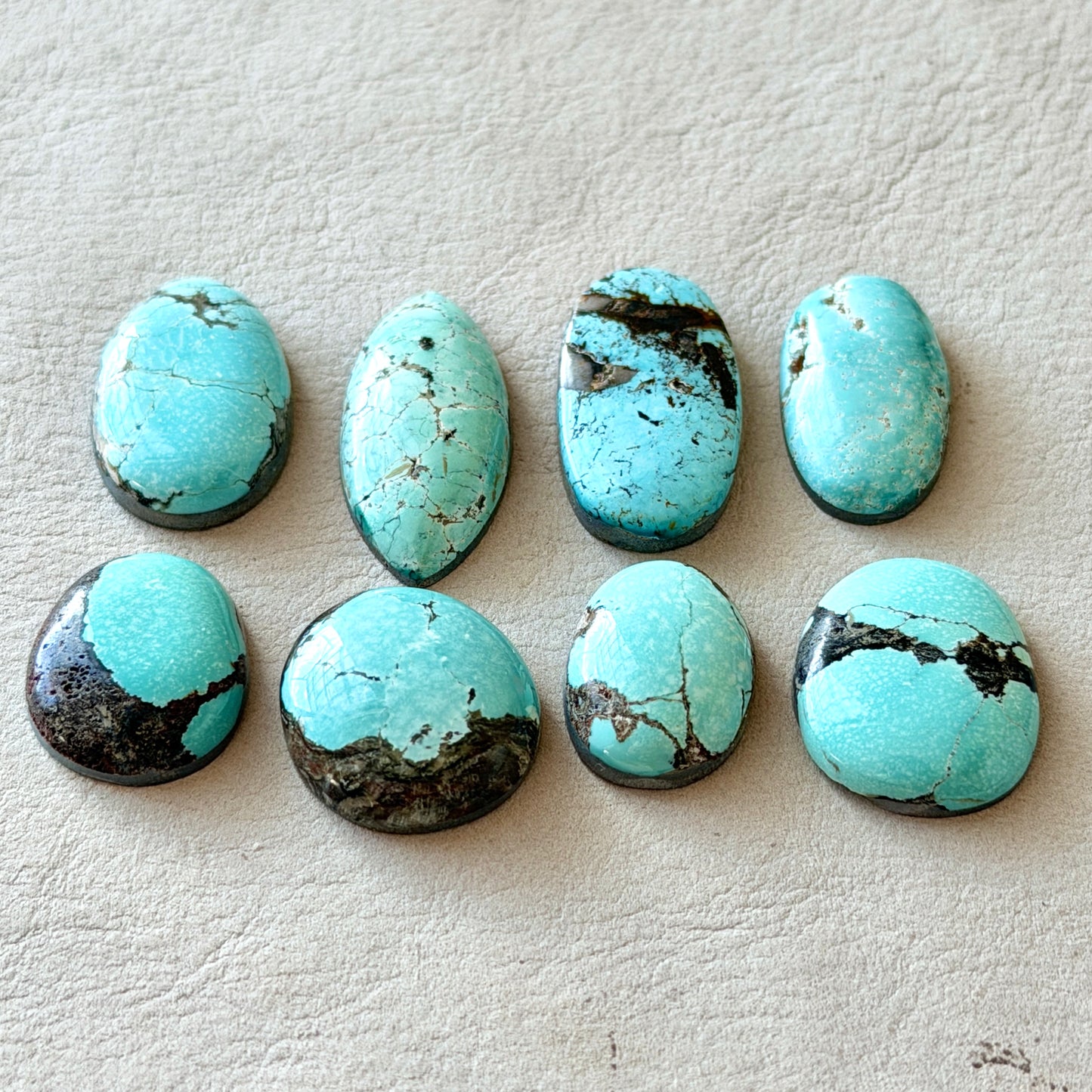 Pale Blue Hubei Turquoise Cabochon Smooth (Backed) - Choose your Stone (W12)