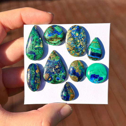 14-25mm 'Scenic' Azurite Malachite Cabochon Smooth - Choose your Stone (W14)