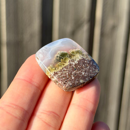 ‘Misty Hillside Grove' Banded Moss Agate Square Cabochon - 30mm x 30mm (W16)