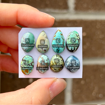 11-16mm Hubei Turquoise Cabochon Smooth (Backed) - Choose your Stone (W2-EY)