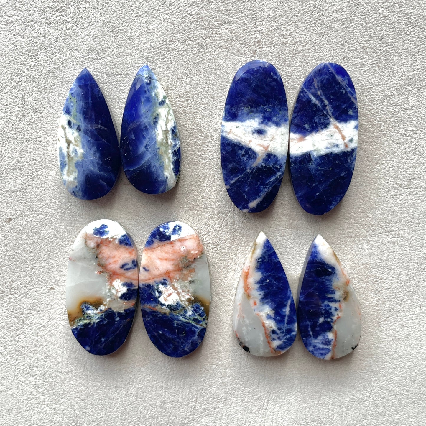 Sodalite Cabochon Pairs Smooth - Choose your Pair (W11)