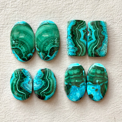 Malachite Chrysocolla Cabochon Pairs - Choose your Pair (W12)