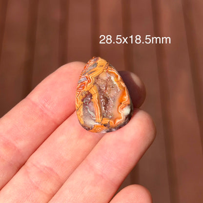 Crazy Lace Agate Druzy Cabochon - 28.5 x 18.5mm - W9