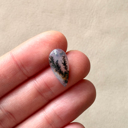 ‘Rooted Together' Dendritic Opal Agate Teardrop Cabochon - 17.5mm x 8.5mm (W3)