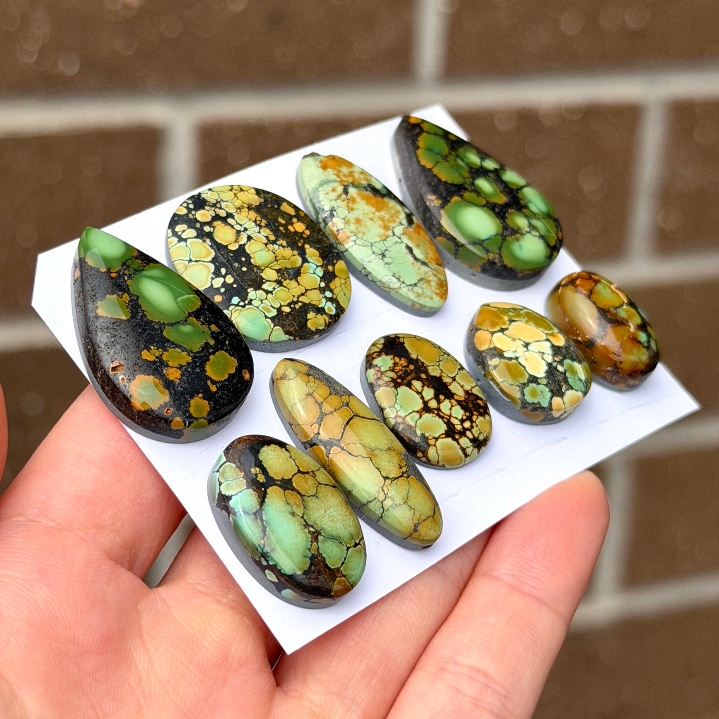 17-30mm Green Bamboo Mountain Hubei Turquoise Cabochon Smooth (Backed) - Choose your Stone (W13)