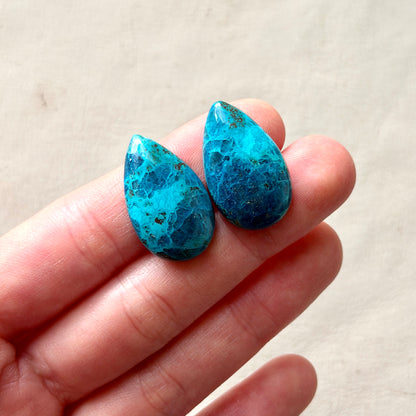 Shattuckite Cabochon Pair - Teardrop 25mm x 15mm (W14)