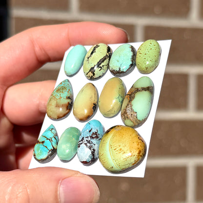 Mini Pastel & Lime Hubei Turquoise Cabochon Smooth (Backed) - Choose your Stone (W9)