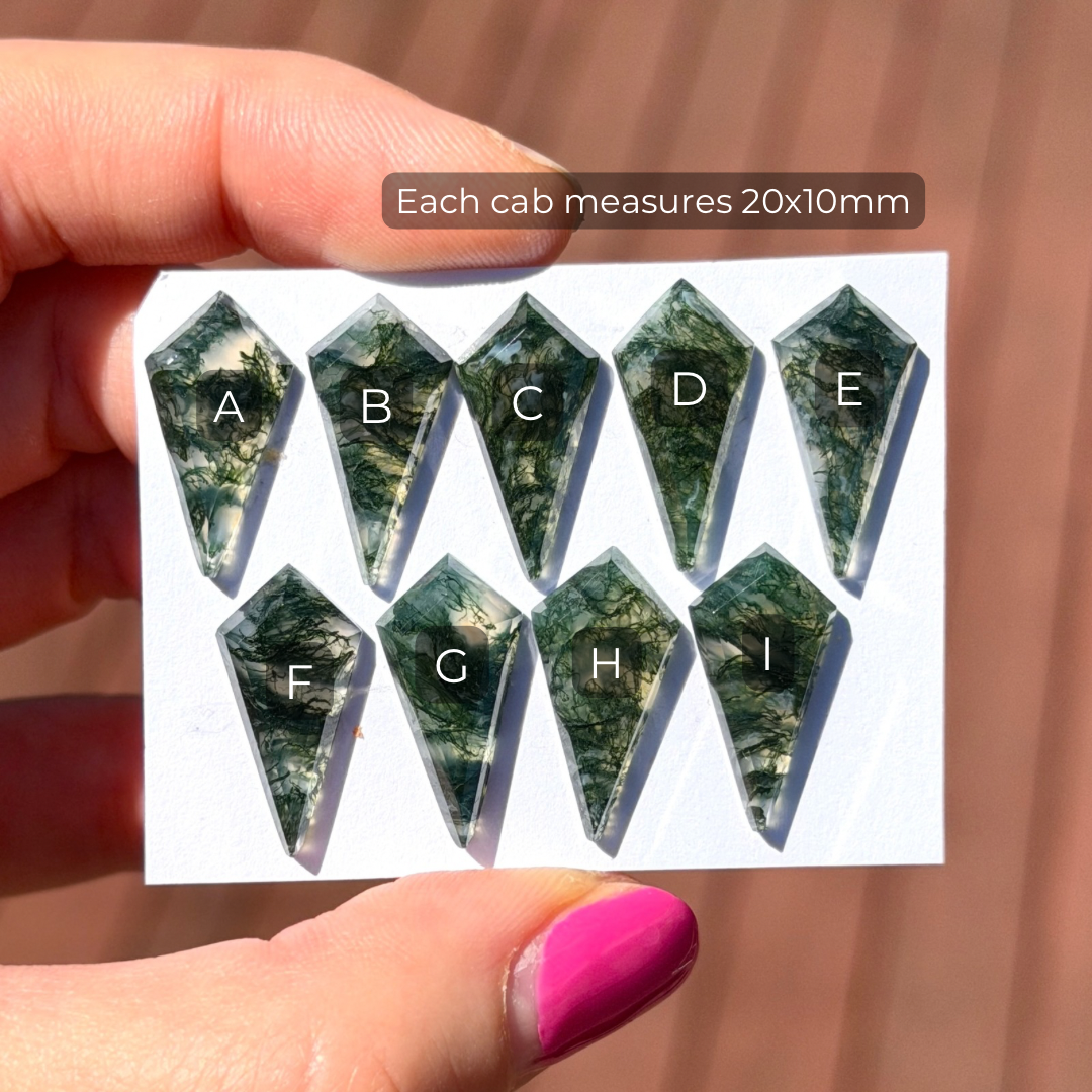 Moss Agate Kite Cabochon Smooth (20x10mm) - Choose your Stone (W13)