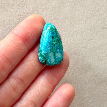 ‘Blooms’ Malachite Chrysocolla Teardrop Cabochon Smooth 26mm x 17.5mm (W8)