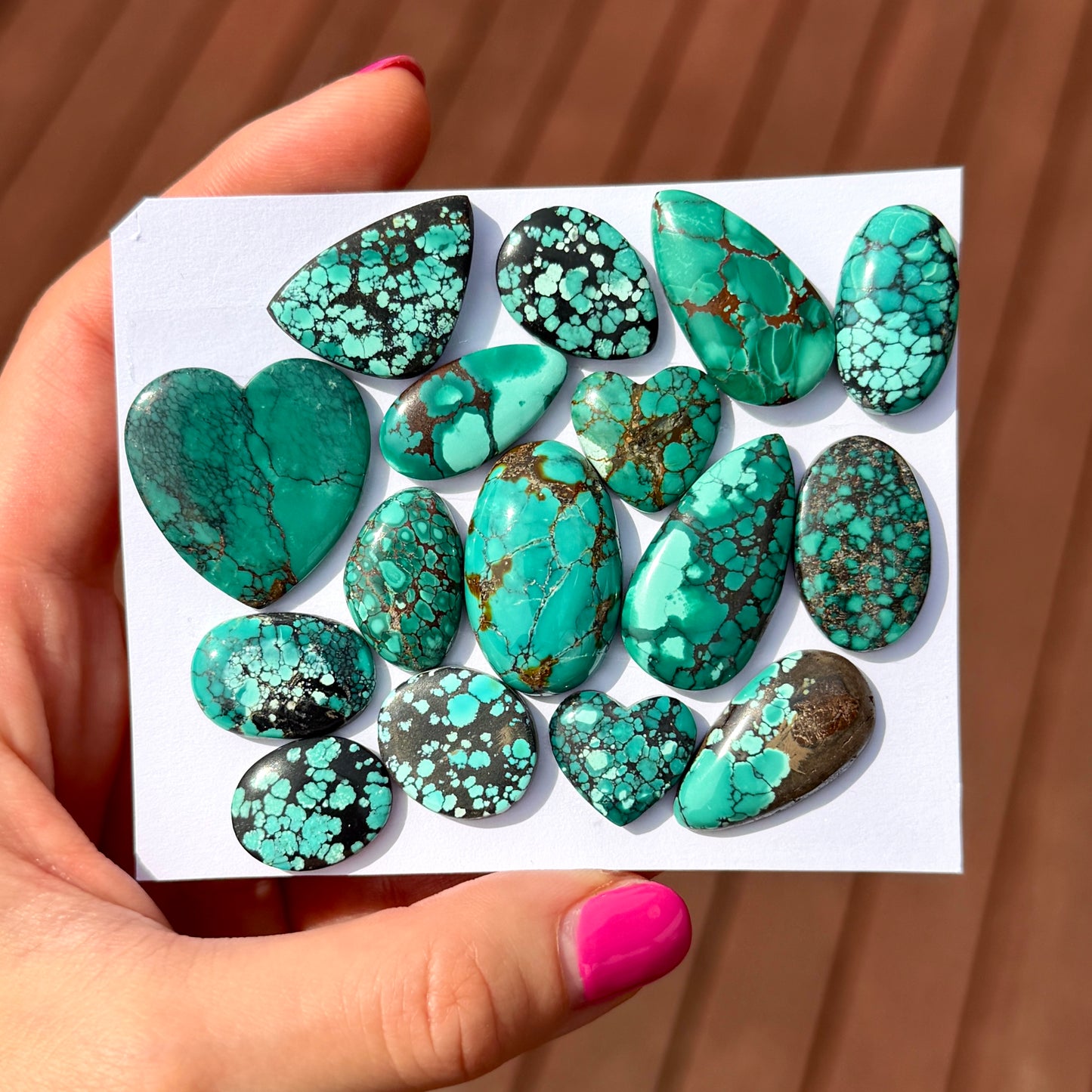 15-30mm Green Cloud Mountain Hubei Turquoise Cabochon Smooth (Backed) - Choose your Stone (W13)