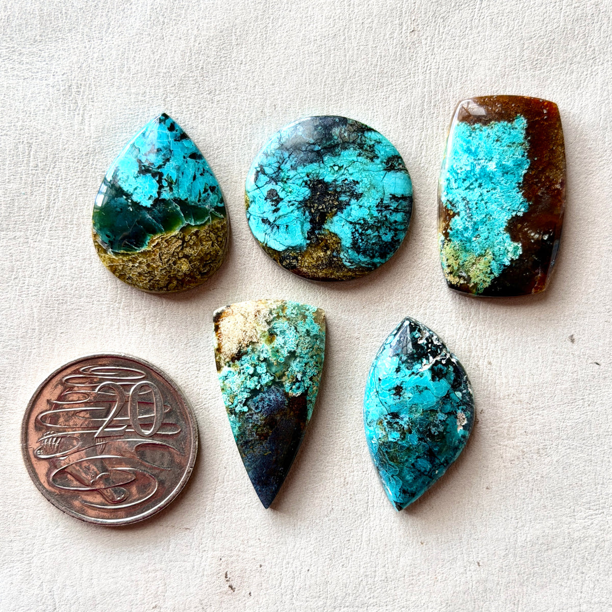 *RARE* Gem Silica/Chrysocolla in Chalcedony (Bacan Stone) Cabochon Smooth - Choose your Stone (W17)