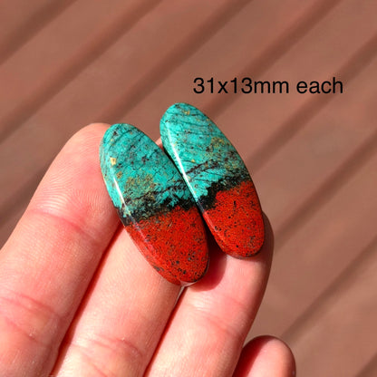 Sonora Sunrise/Sunset Cabochon Pair - Oval 31mm x 13mm (W17)