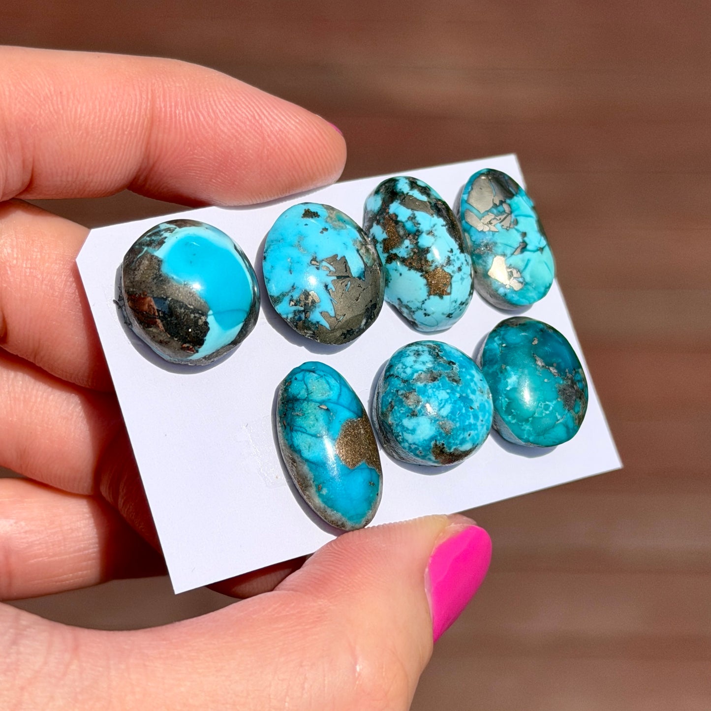 13-19mm Morenci Turquoise with Pyrite Cabochon Smooth - Choose your Stone (W5)