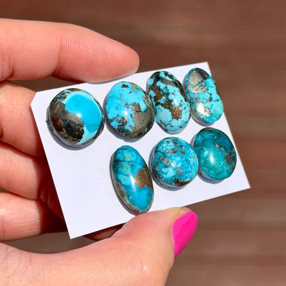 13-19mm Morenci Turquoise with Pyrite Cabochon Smooth - Choose your Stone (W5)