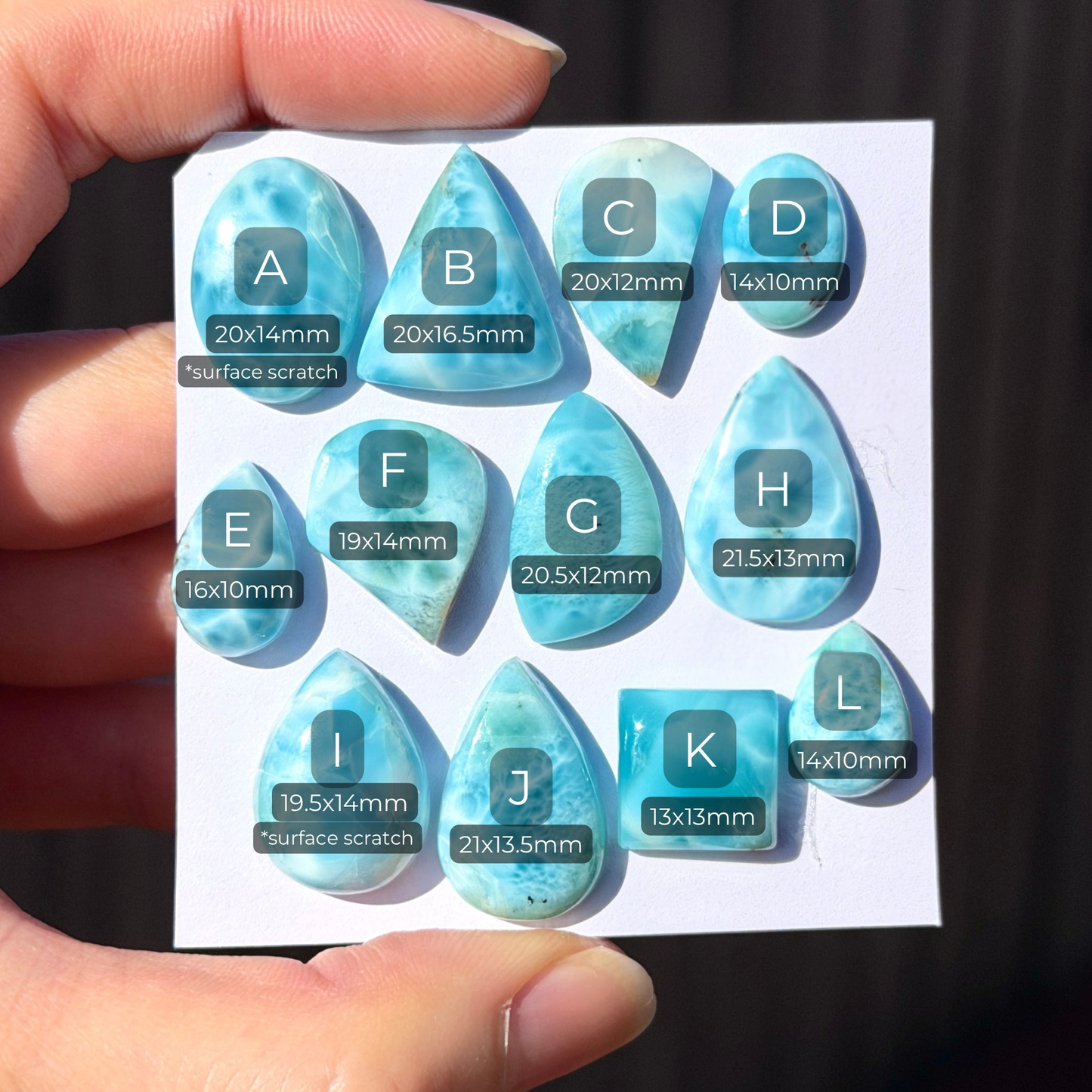 13-22mm Blue Larimar Cabochon Smooth - Choose your Stone (W16)