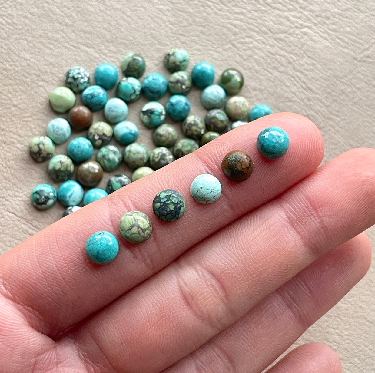 6mm Tibetan Turquoise Cabochons Smooth - Set of 3