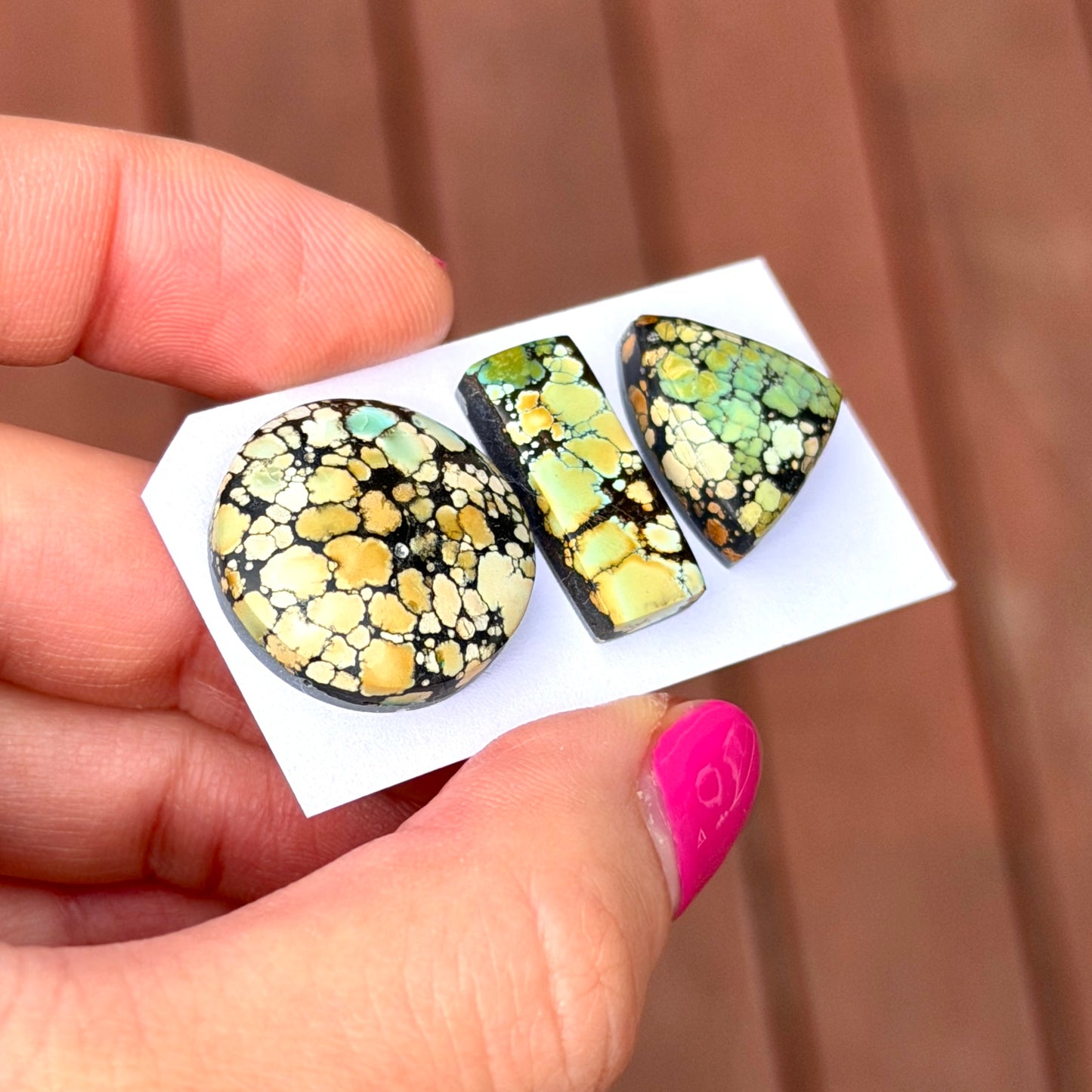 Giraffe (Hubei) Turquoise Cabochon Smooth (Backed) - Choose your Stone (W2-EY)